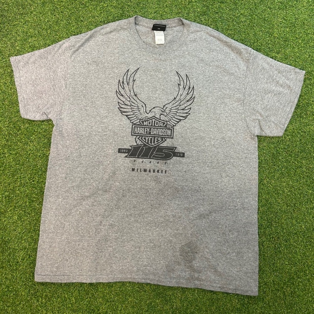 Harley-Davidson 115th Anniversary Milwaukee T-Shirt Mens XL Heather Gray Eagle